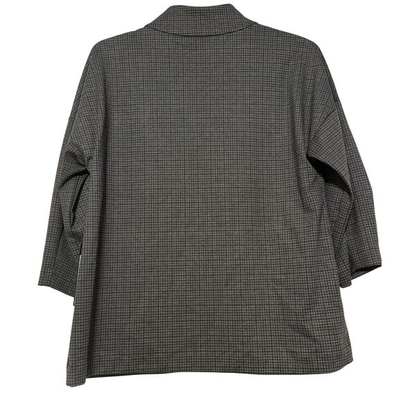 NWT Kal Rieman Quarter Zip Mock Checked Top, Size M - Picture 2 of 8